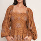SOUTHWEST SQUARES WOVEN MIDI DRESS