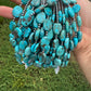 15-Inch Flat Blue Turquoise & Sterling Silver Pearl Choker