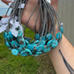 15-Inch Flat Blue Turquoise & Sterling Silver Pearl Choker