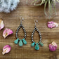 Teardrop turquoise and Sterling Silvers Pearls earrings