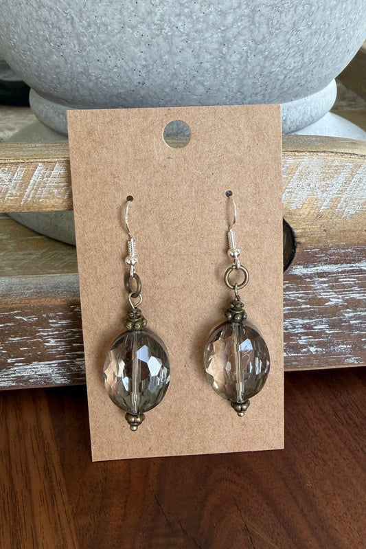 Brass and Faceted Glass Earrings by Amy Kaplan