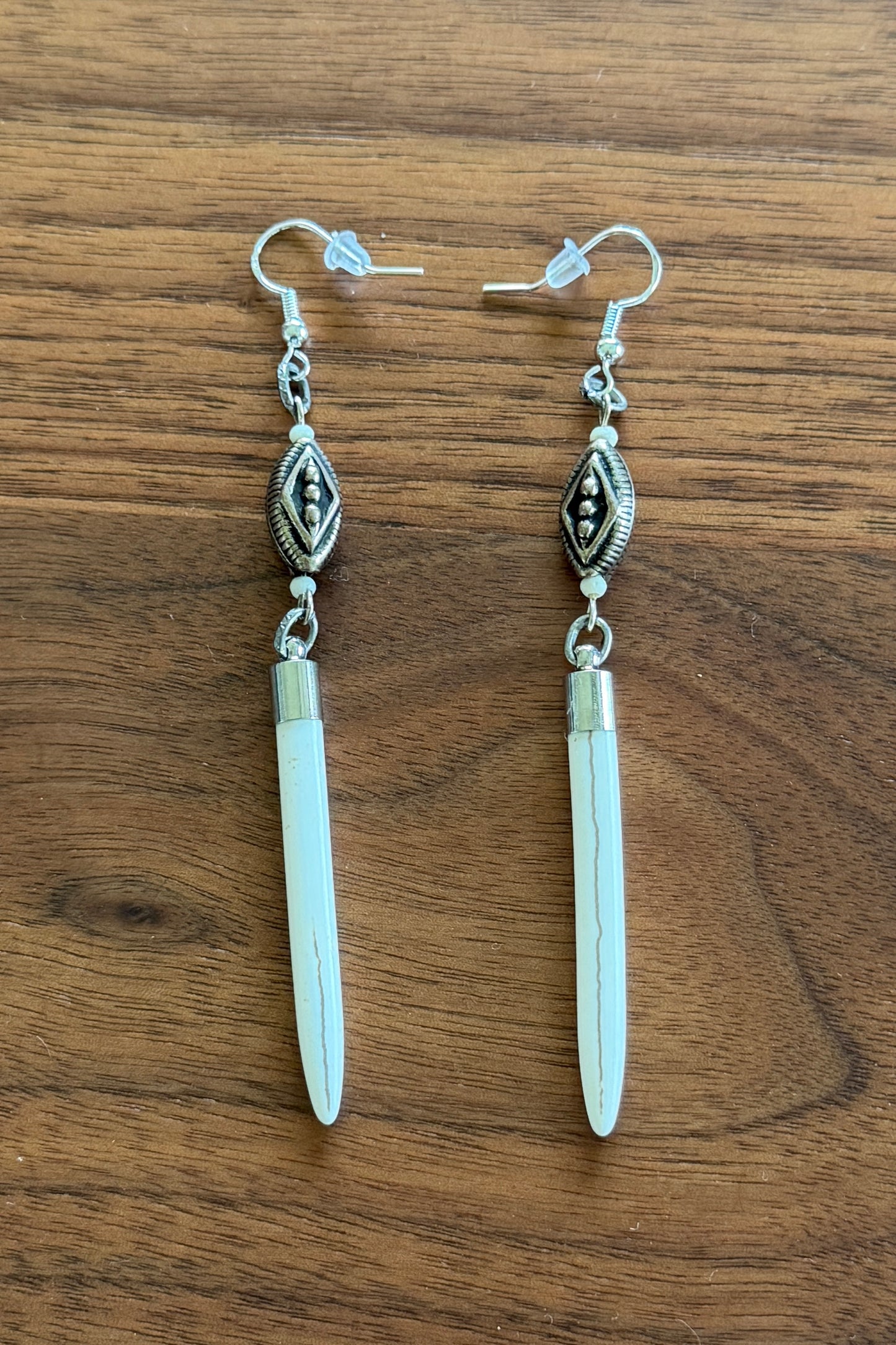 Silver and Camel Bone Earrings by Amy Kaplan