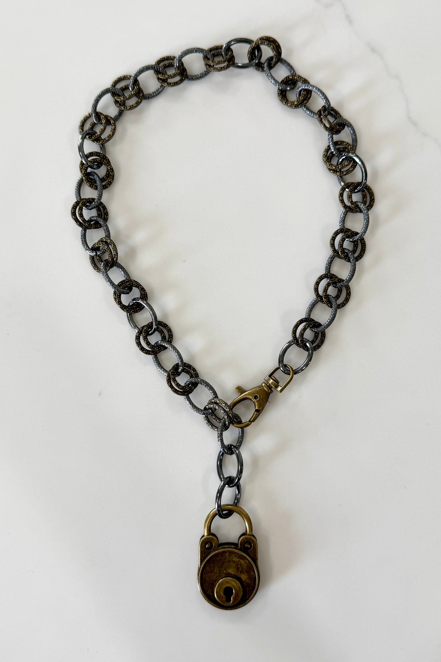 Heavy Silver & Brass Chain with Brass Lock by Amy Kaplan