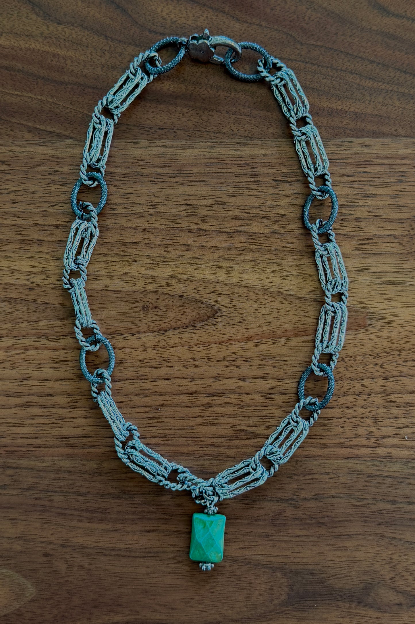 Heavy Silver Chain with Turquoise Drop by Amy Kaplan