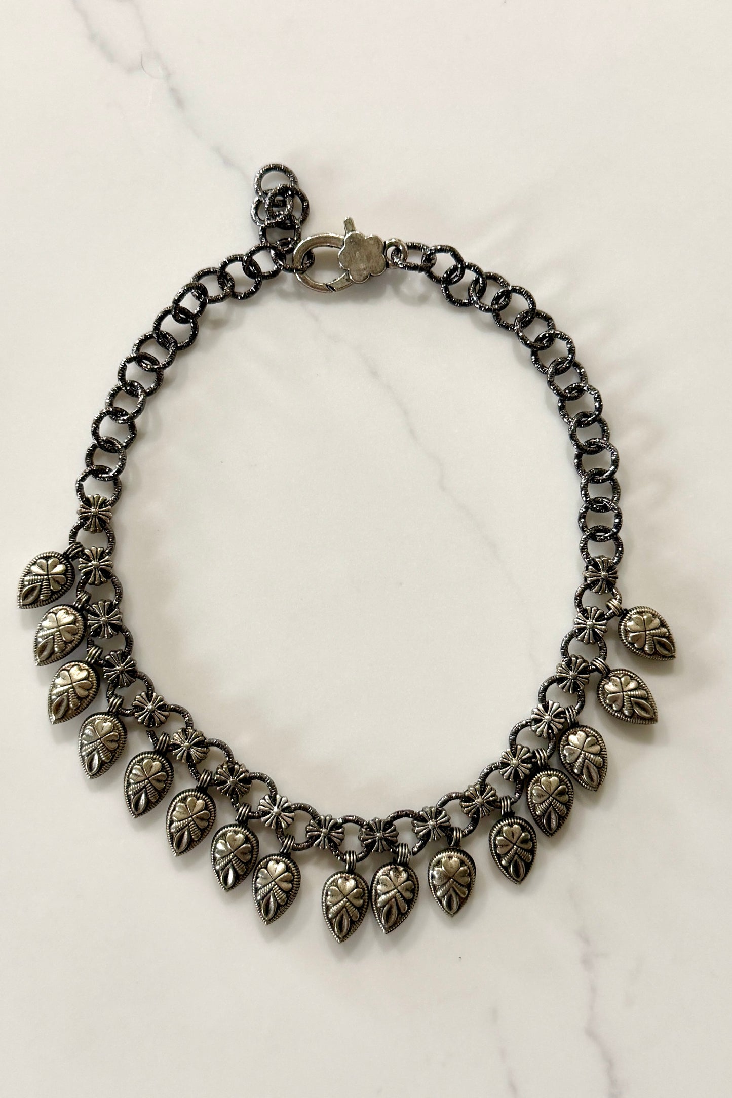 Oxidized Chain with Indian Silver Charms Necklace by Amy Kaplan