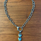 Genuine Turquoise Hearts Tibetan Pendant Chain Necklace