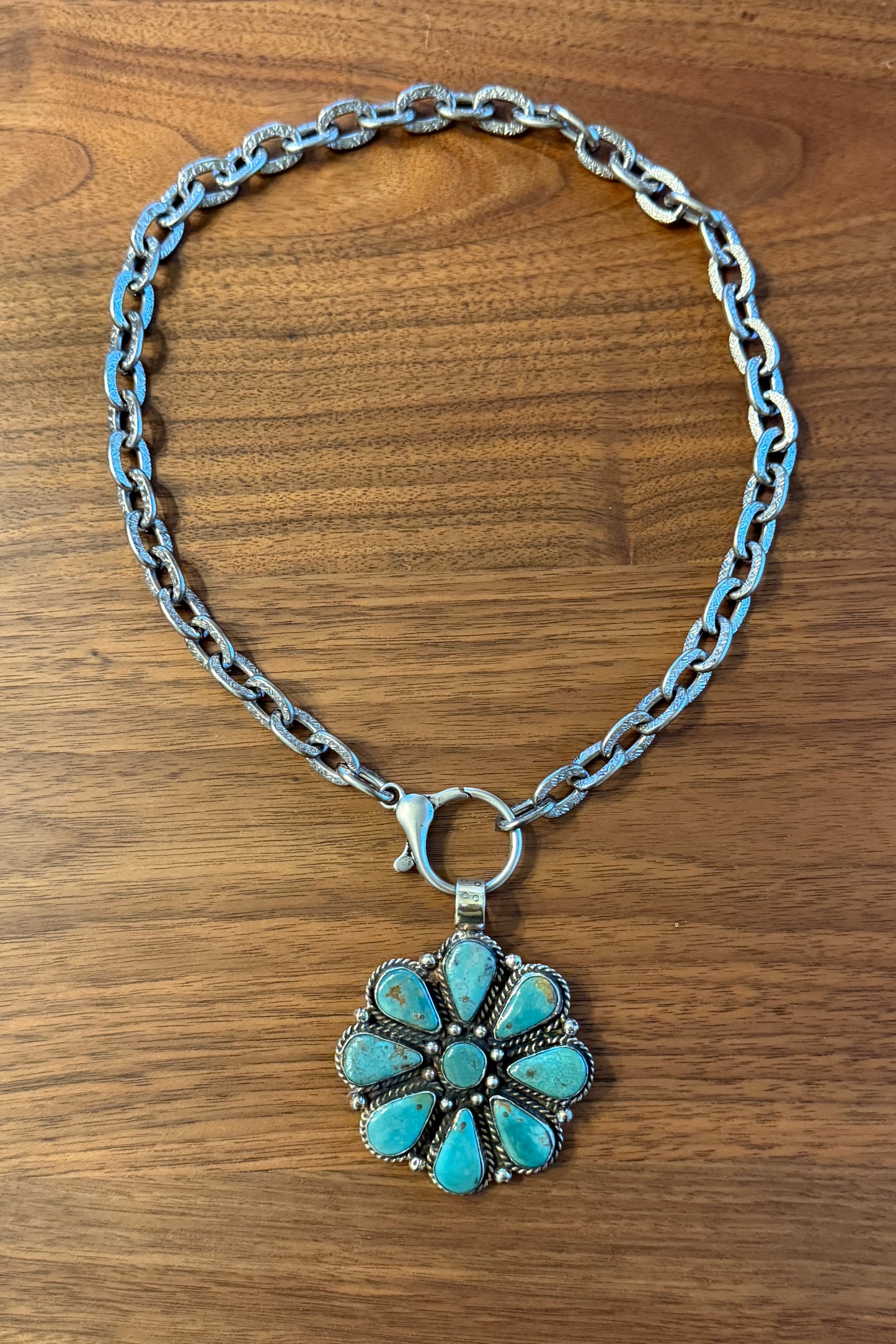 Genuine Turquoise Tibetan Flower Chain Necklace