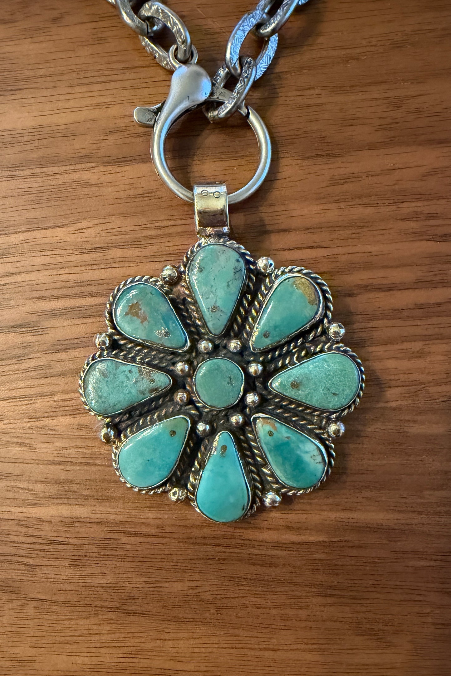 Genuine Turquoise Tibetan Flower Chain Necklace