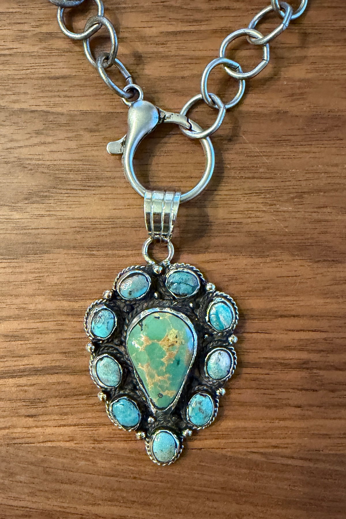 Genuine Turquoise Tibetan Pendant Chain Necklace