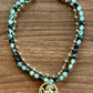 Green Gemstone Necklace with Gold Horse Medallion by Michele Busch