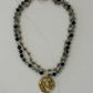 Green Gemstone Necklace with Gold Horse Medallion by Michele Busch
