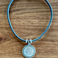 Grey Leather Necklace with Silver Horse  by Michele Busch