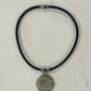 Grey Leather Necklace with Silver Horse  by Michele Busch