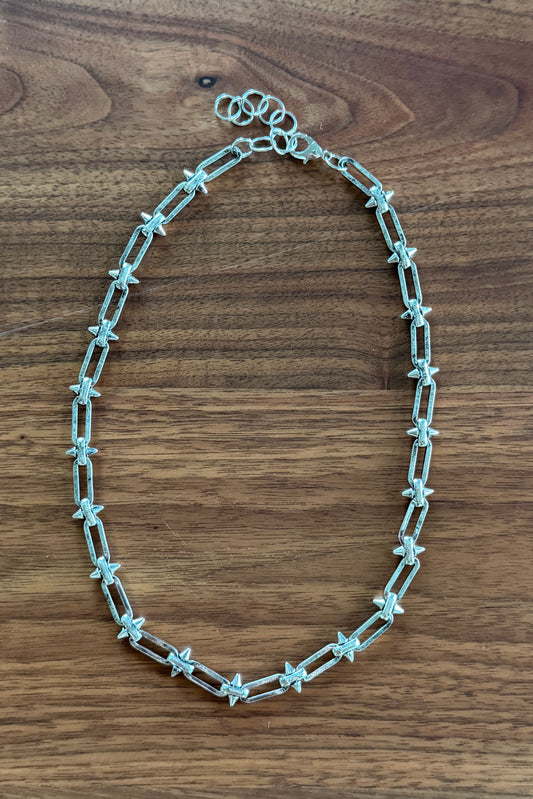 Silver Barbed Wire Necklace by Michele Busch