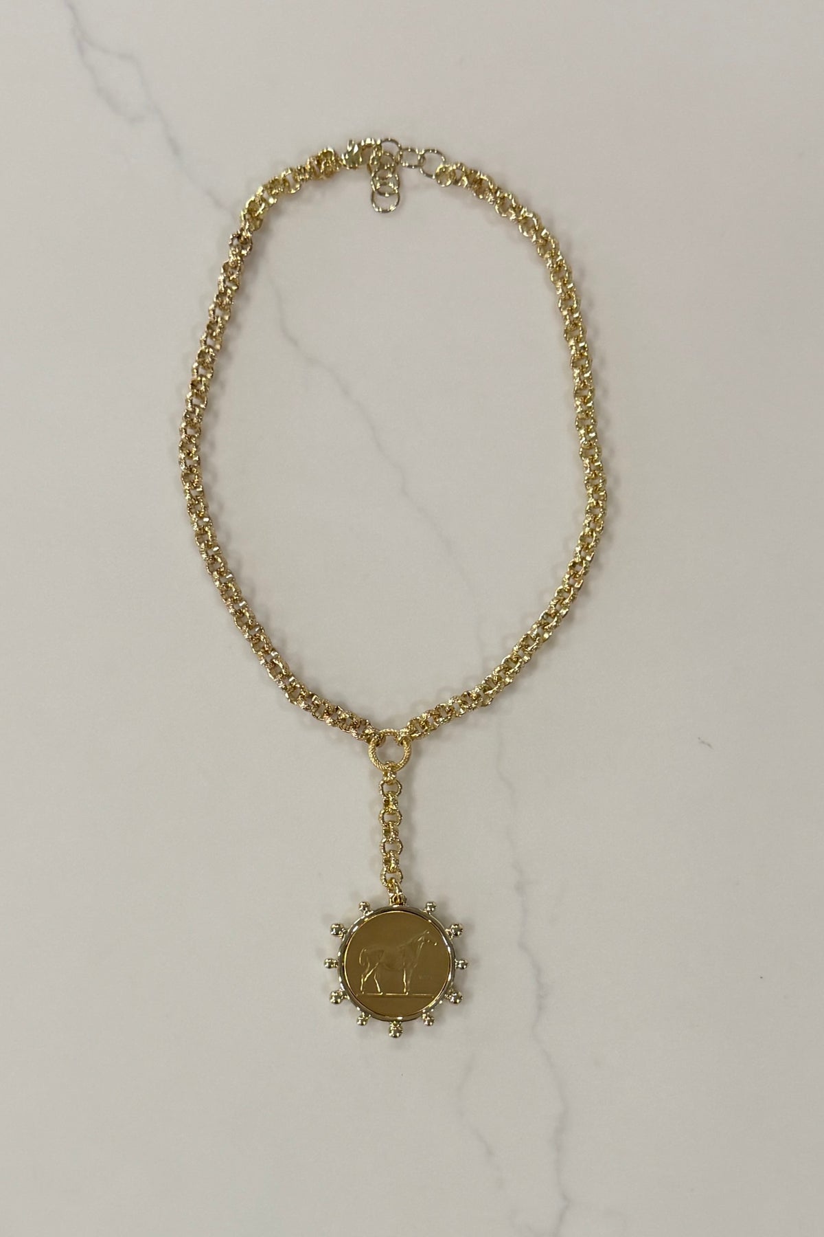 Gold Necklace with Horse Medallion as Seen on Dutton Ranch by Michele Busch