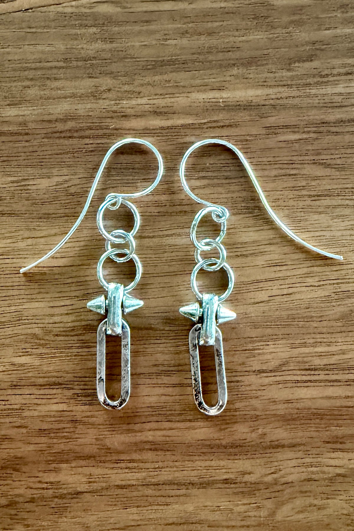 Burnished Silver Barbed Wire Earrings by Michele Busch