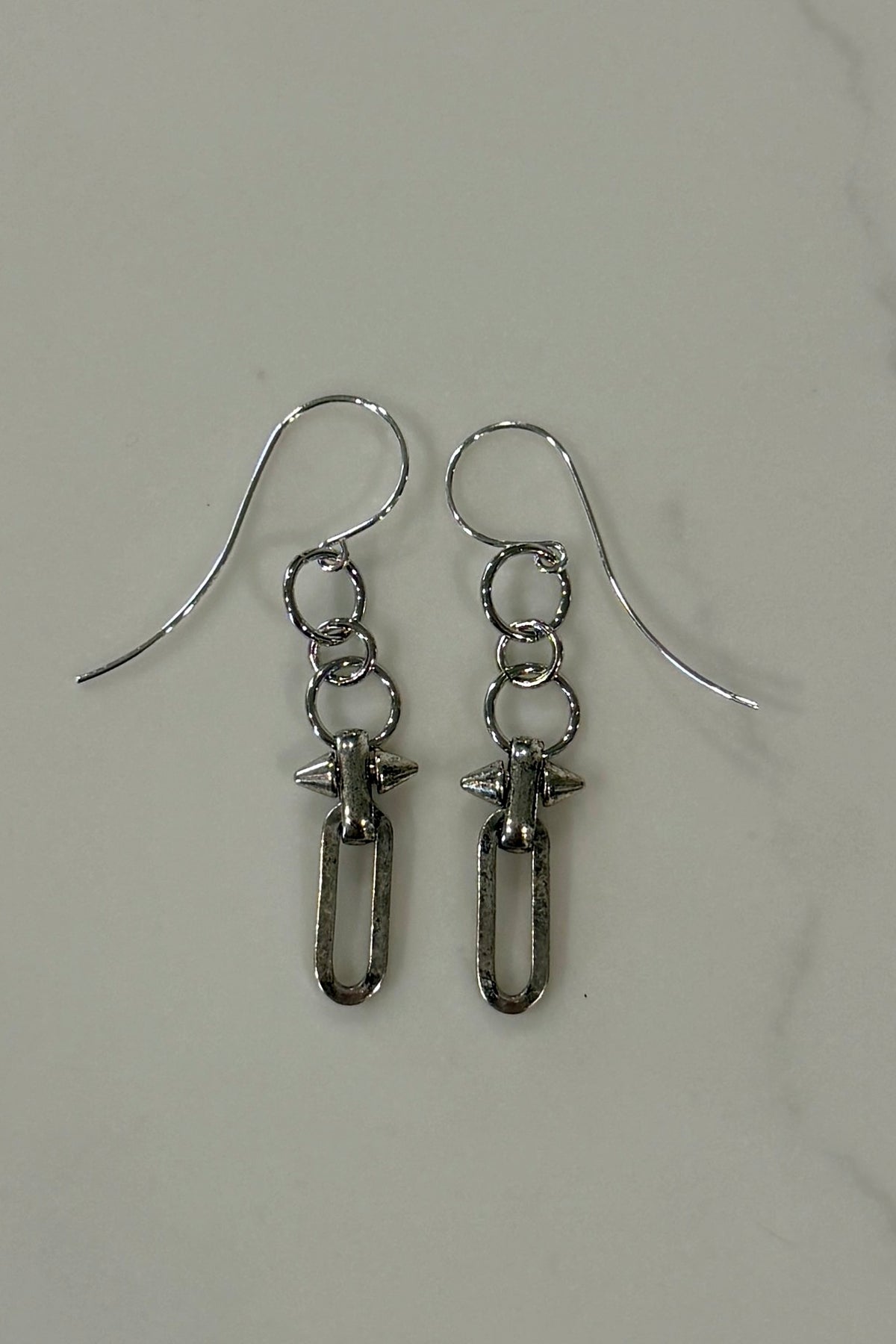 Burnished Silver Barbed Wire Earrings by Michele Busch