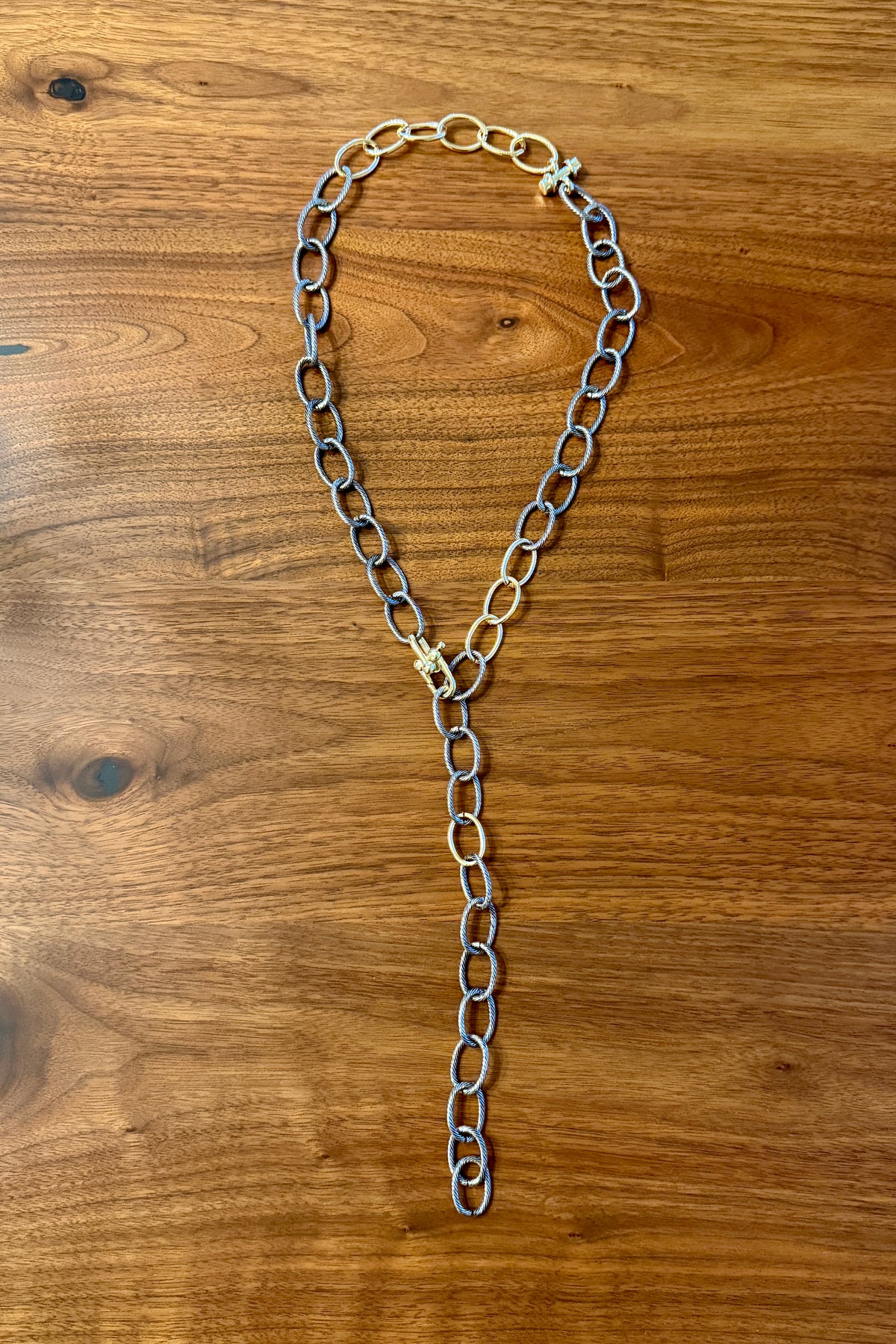 Gold & Silver Chain Y Necklace  by Michele Busch