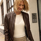Alisah RF Leather Jacket, Dark Brown