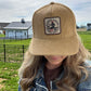 Khaki Corduroy Bourbon Cowgirl Patch Trucker Hat