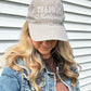 Tradwife Material Grey Embroidered Trucker Hat
