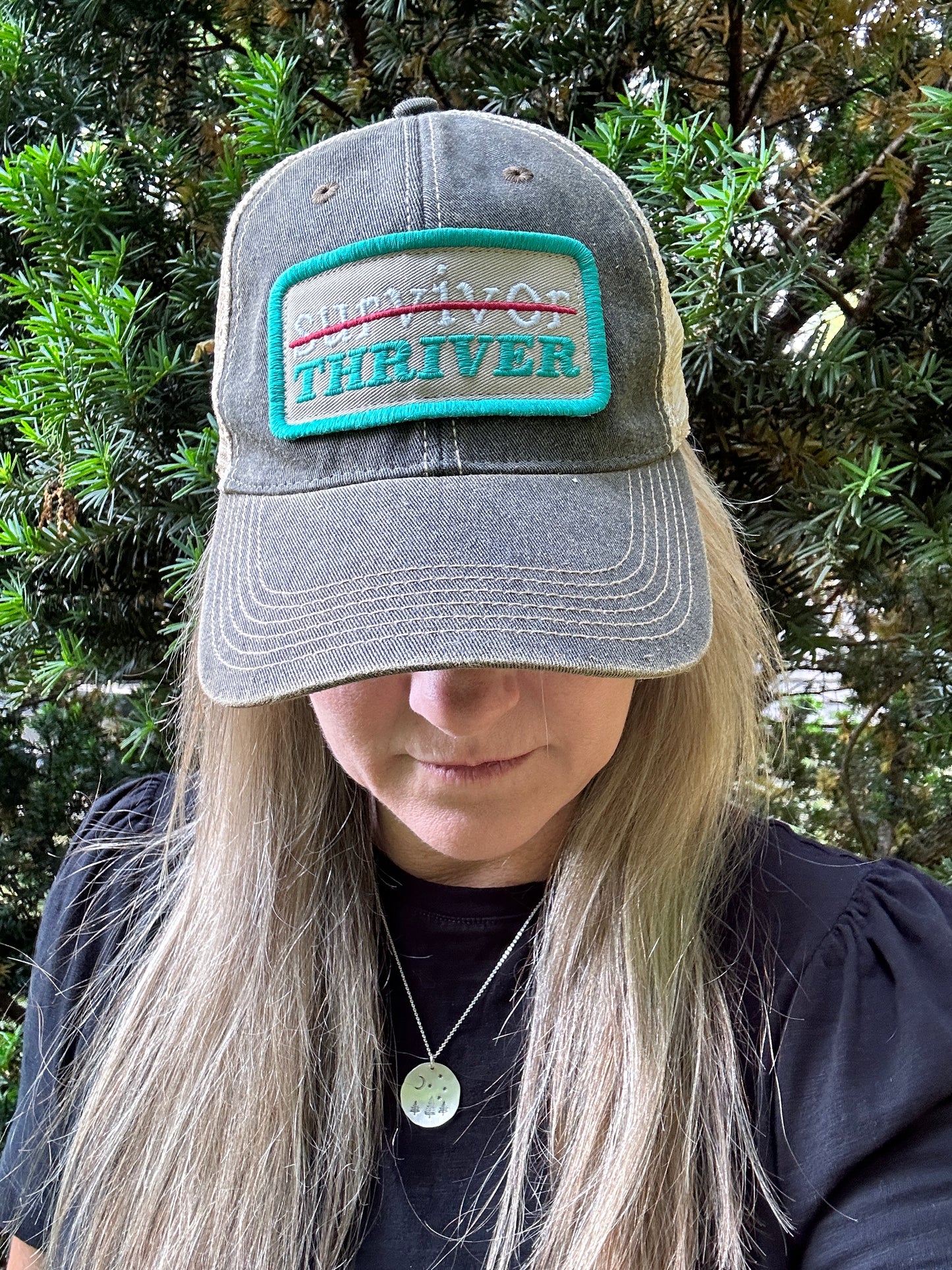 Survivor Thriver Distressed Snap Back Trucker Hat