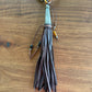 Dark Brown Deersuede Fringe on Silver Pearl Necklace by Amy Kaplan
