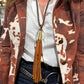 Tan Deersuede Fringe on Copper Pearl Necklace by Amy Kaplan
