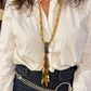 Leather Belt Keeper Tassel with Horn Beads- Amy Kaplan