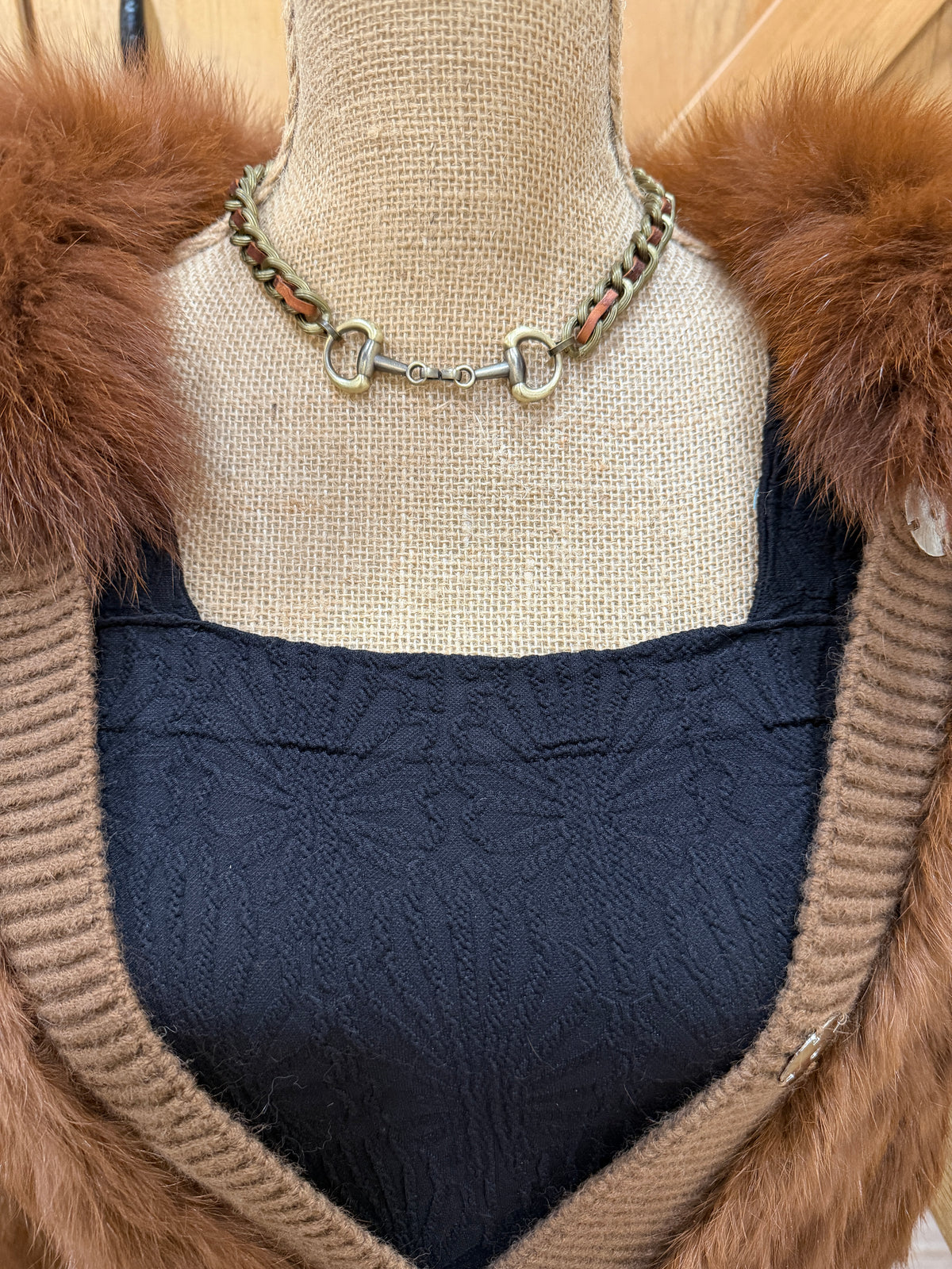 Brass and Leather Horse Bit Necklace by Amy Kaplan