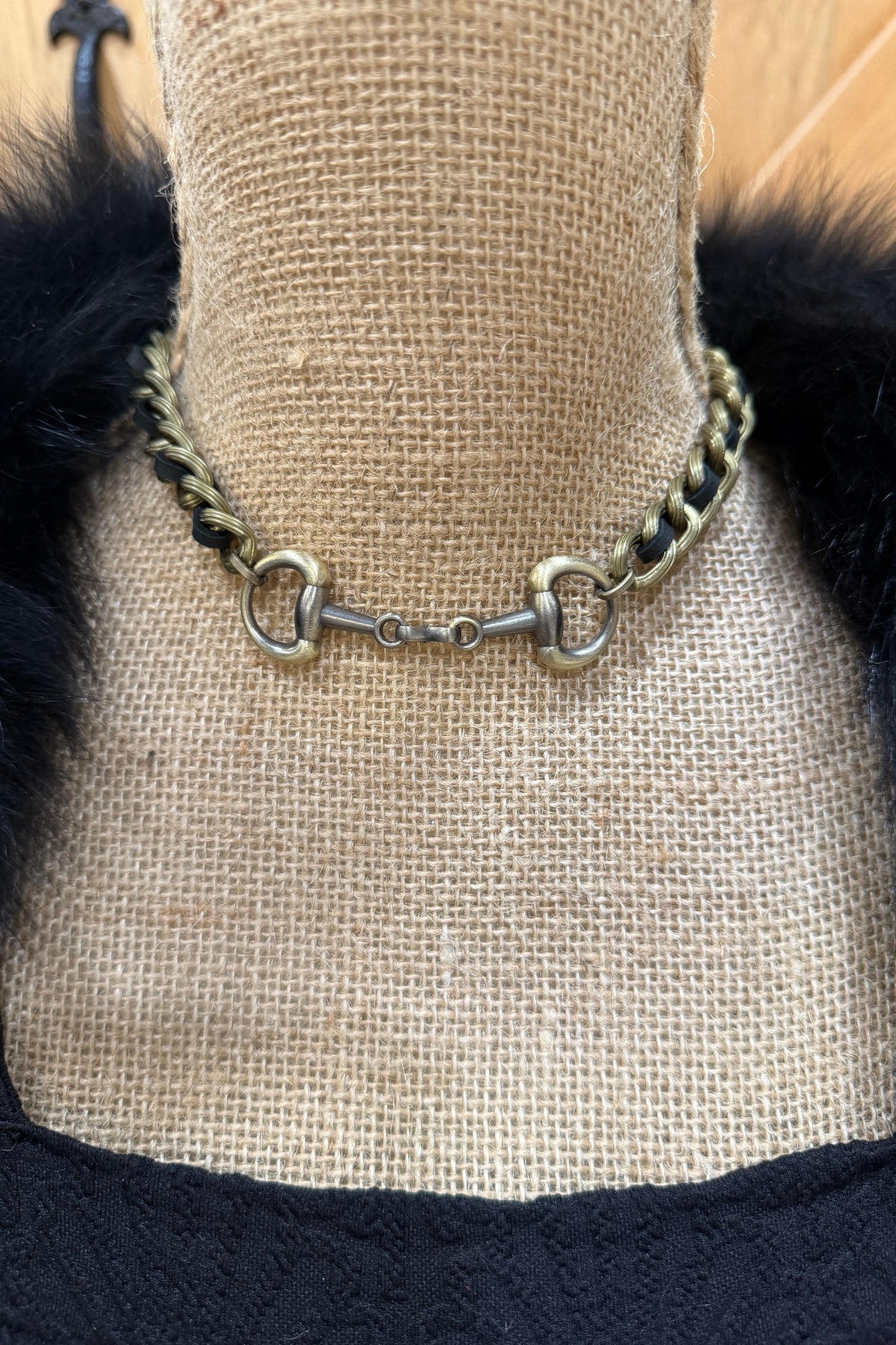 Brass and Leather Horse Bit Necklace by Amy Kaplan