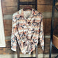 Wild Horses Print Western Button Down Shirt Blouse - Bourbon Cowgirl