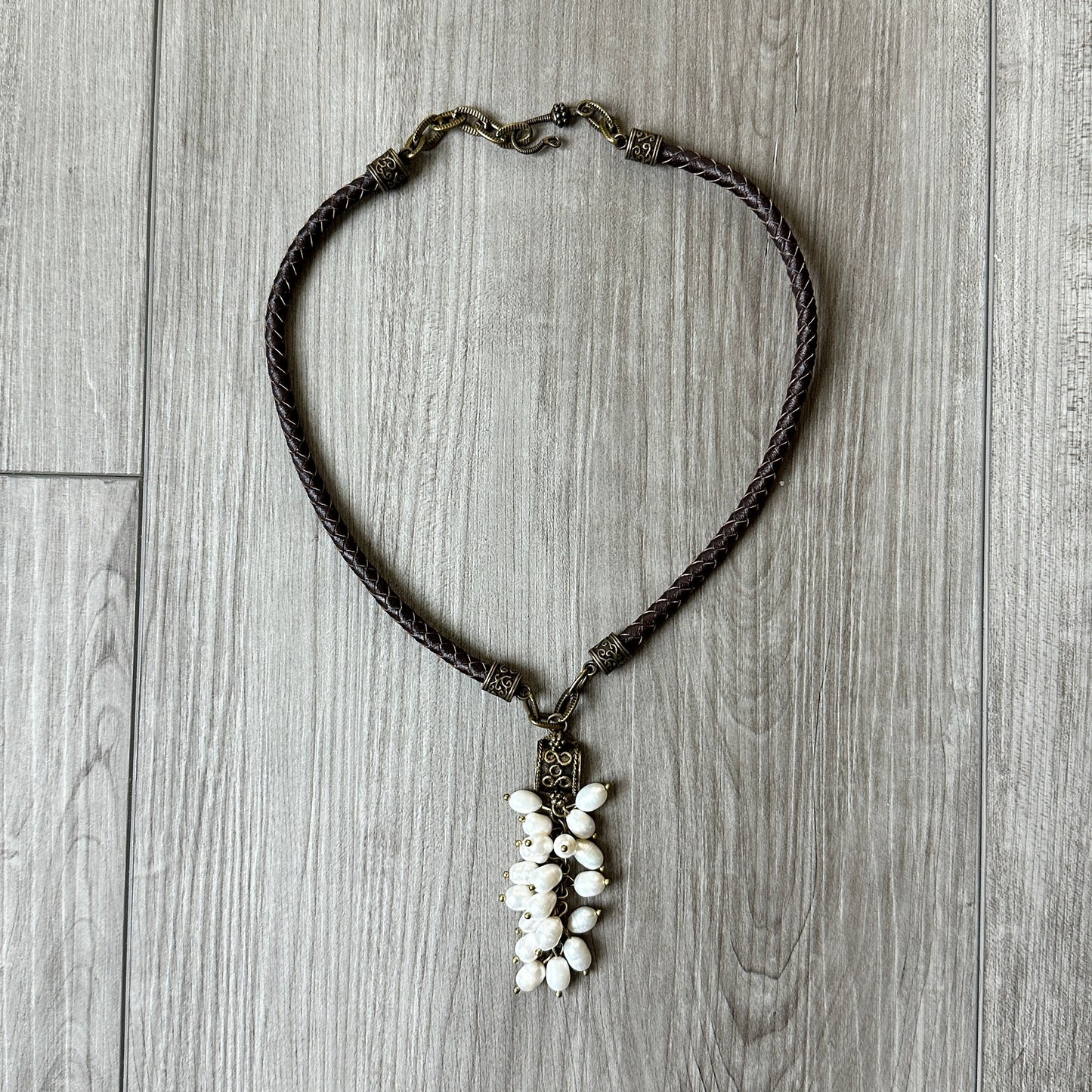 White Colored Grape Cluster Necklace by Amy Kaplan