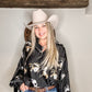 Fancy Horses Print Button Satin Shirt in Black | Bourbon Cowgirl