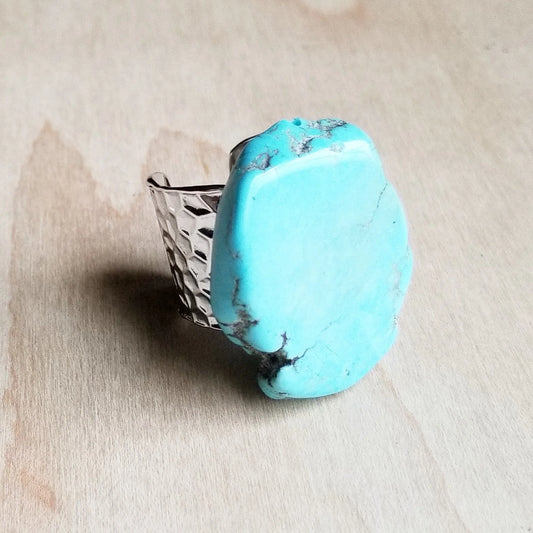 Blue Turquoise Slab Ring -Boho Western Cowgirl Jewelry