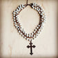 Pearl and Copper Collar-Length Necklace with Copper Cross