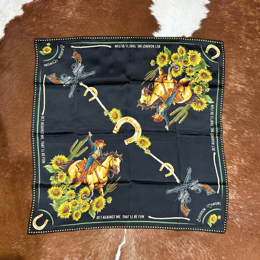 Bet Against Me That'll Be Fun Wild Rag Scarf in Black by Bourbon Cowgirl