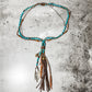 Turquoise Clutch Necklace Horn and Deerskin Tassel - Amy Kaplan for Bourbon Cowgirl