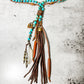 Turquoise Clutch Necklace Horn and Deerskin Tassel - Amy Kaplan for Bourbon Cowgirl