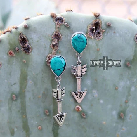 Navarro Arrow Turquoise Silver Earrings - Cowgirl Jewelry