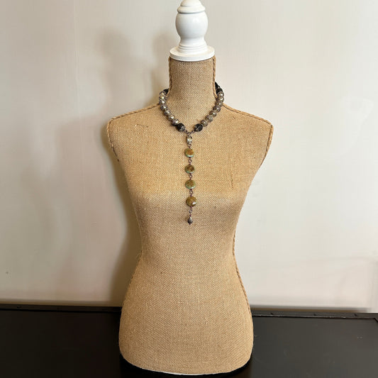 Leather Spur Strap, Indian Silver, Turquoise Necklace - Amy Kaplan for Bourbon Cowgirl