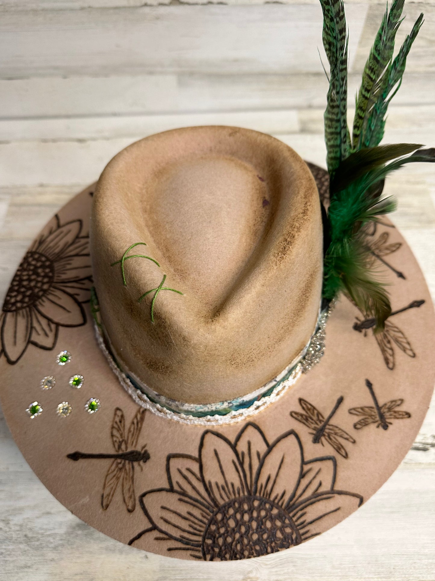 Pretty Poison Tan Custom Cowgirl Hat  by Calamity Anne
