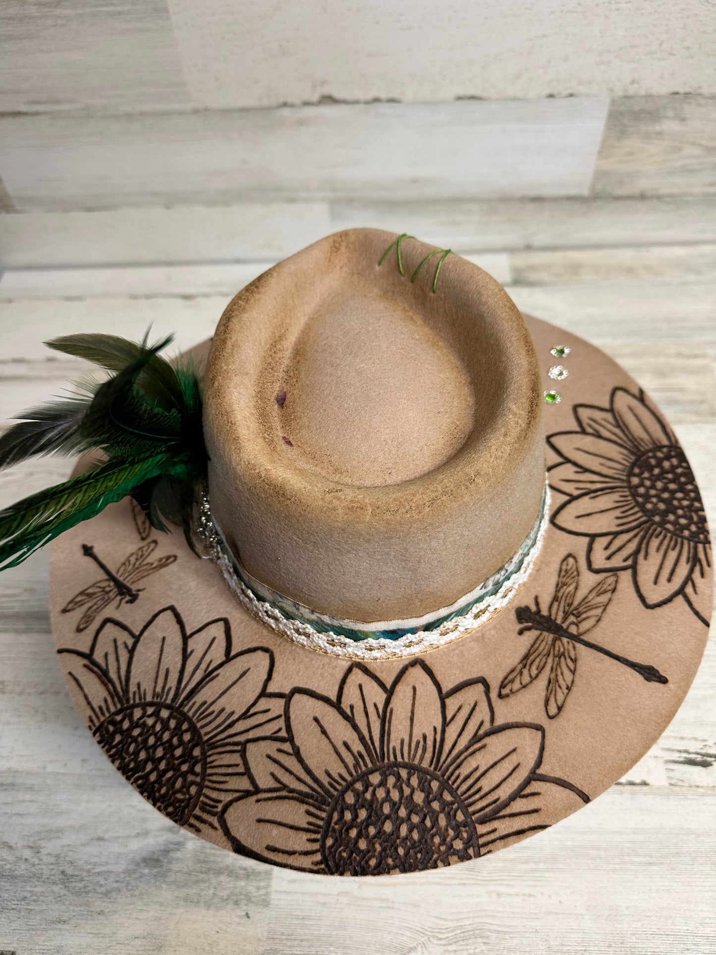 Pretty Poison Tan Custom Cowgirl Hat  by Calamity Anne