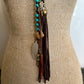 Turquoise Clutch Necklace Horn and Deerskin Tassel - Amy Kaplan for Bourbon Cowgirl