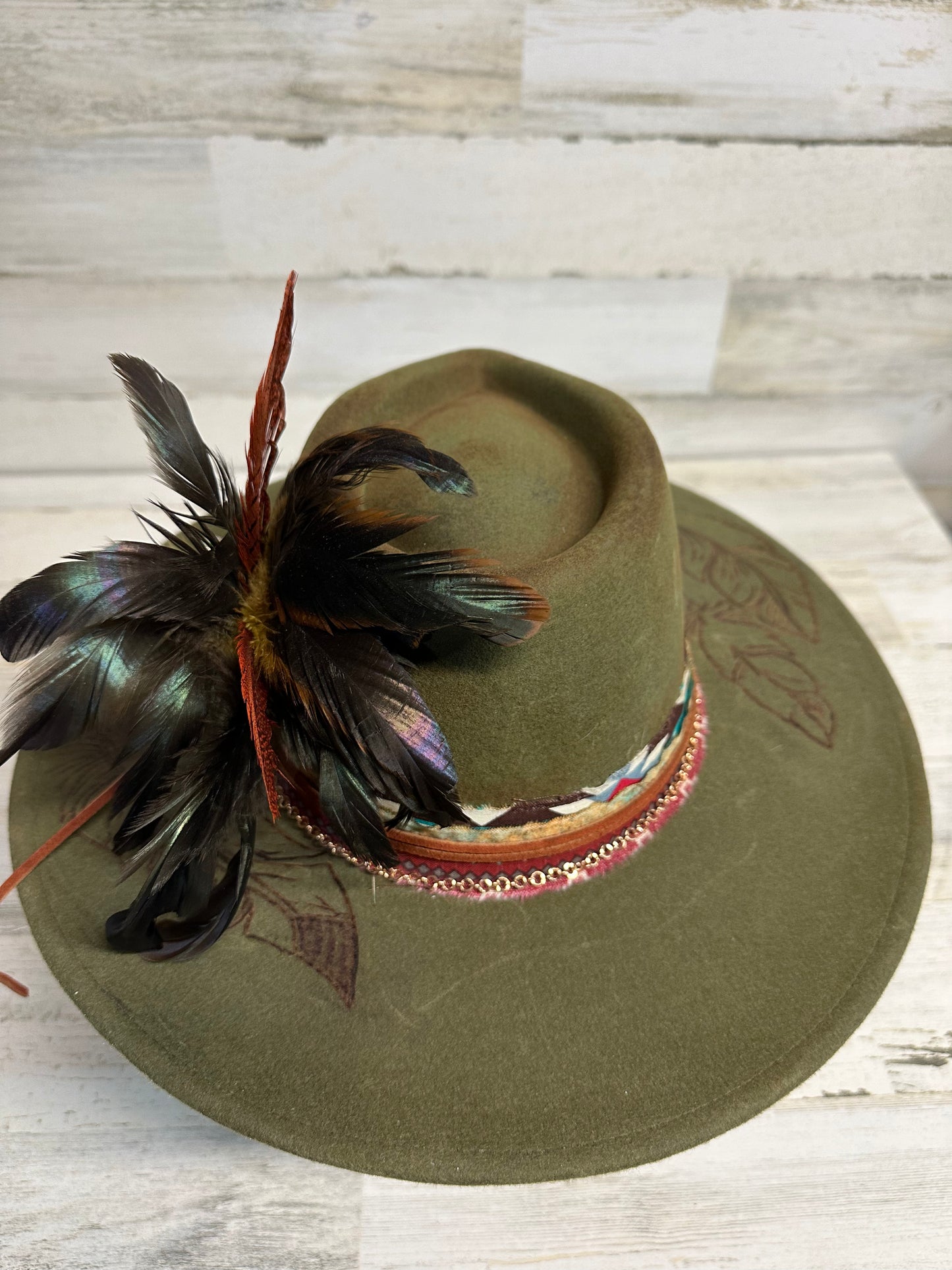 Burning Bridges Green Custom Cowgirl Hat  by Calamity Anne