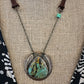 Large Turquoise and Feathers Handmade Necklace for Bourbon Cowgirl