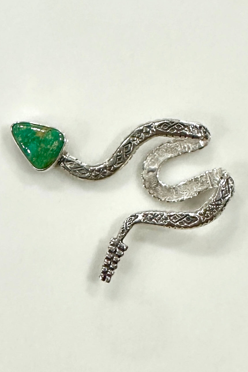 Silver & Turquoise Brim Biter by Hallett Peak - Snake