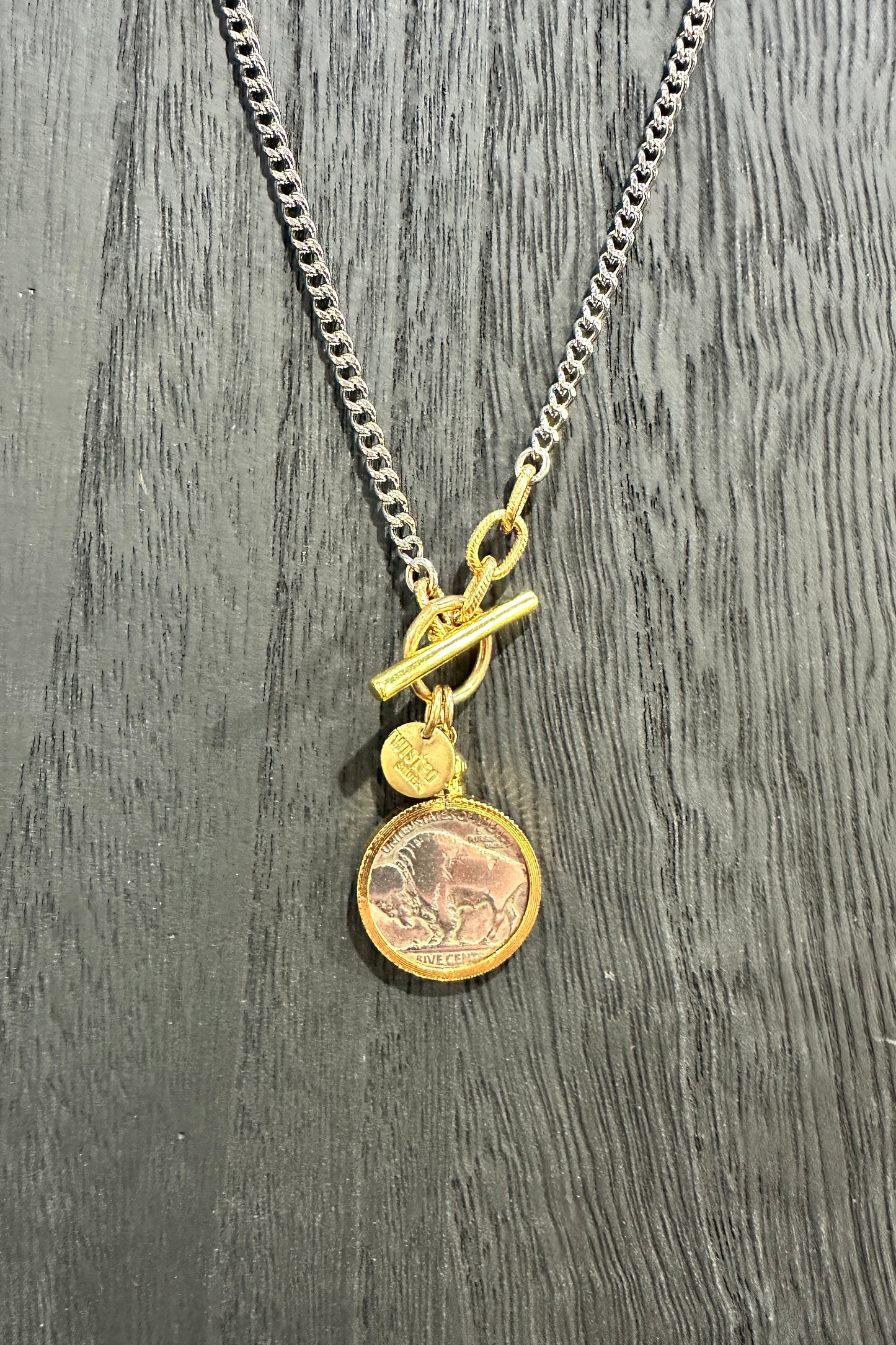 Authentic Buffalo Nickel Coin Necklace in Silver