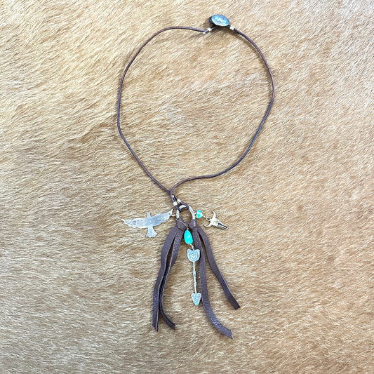 Spirited Leather Lariat Necklace - Exclusive Handmade Jewelry Bourbon Cowgirl