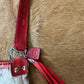 Hand Made Cowhide and Red Leather Purse at Bourbon Cowgirl